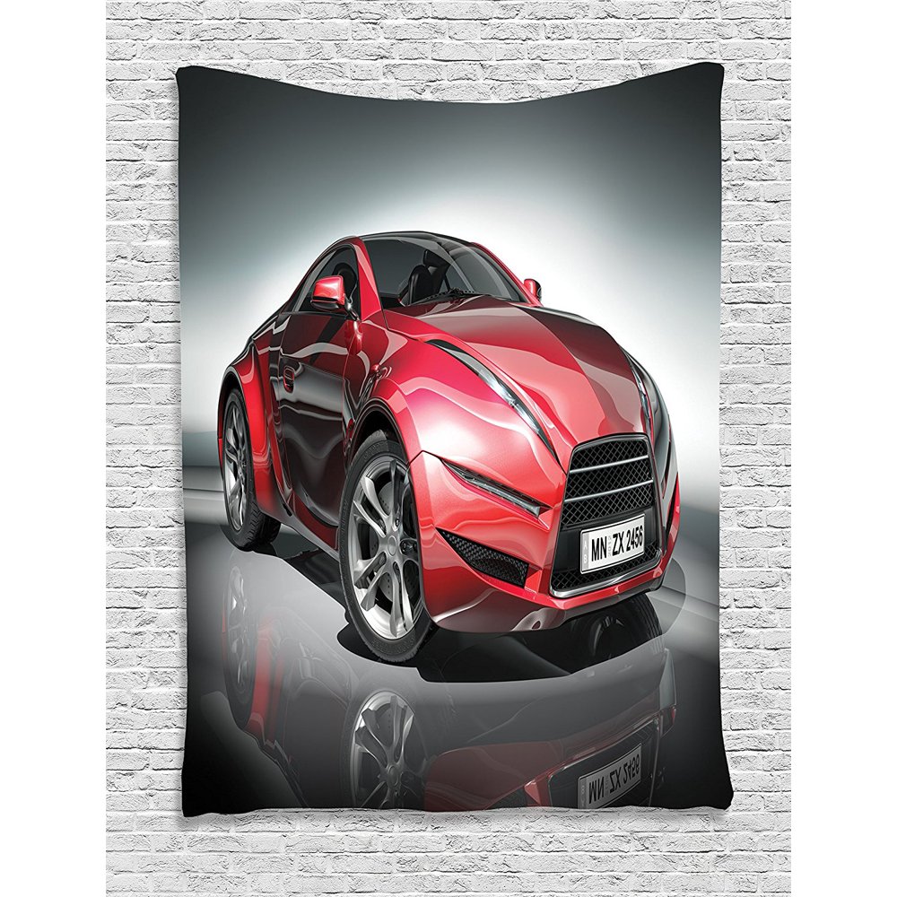 Cars Decor Tapestry Wall Hanging by , Modern Era Metallic Sports Car