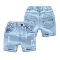 thumbnail image 2 of Boy Summer Shorts Infant Fashion Torn Trousers Children knee Length Pants Kids Casual Denim Jeans 2024 Baby Elastic Waist Shorts, 2 of 5