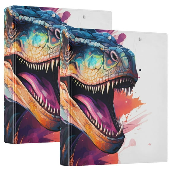 Dinosaur Colorful 3 Ring Binders 1.5 inch Hardcover File Folders with Interior Pockets A4 Size Organizer for School Office Hospital