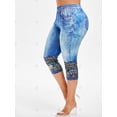 thumbnail image 3 of Talla grande 3D Lace Denim Print Getgings Rosegal Leggings de talla grande, 3 of 5