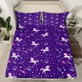 thumbnail image 2 of jejeloiu Kawaii Unicorn Full Size Sheets,Cute Planet Stars Bed Sheets,Purple Pink White Sheet Sets For Girls,Microfiber Bedroom Decor,4pcs, 2 of 7