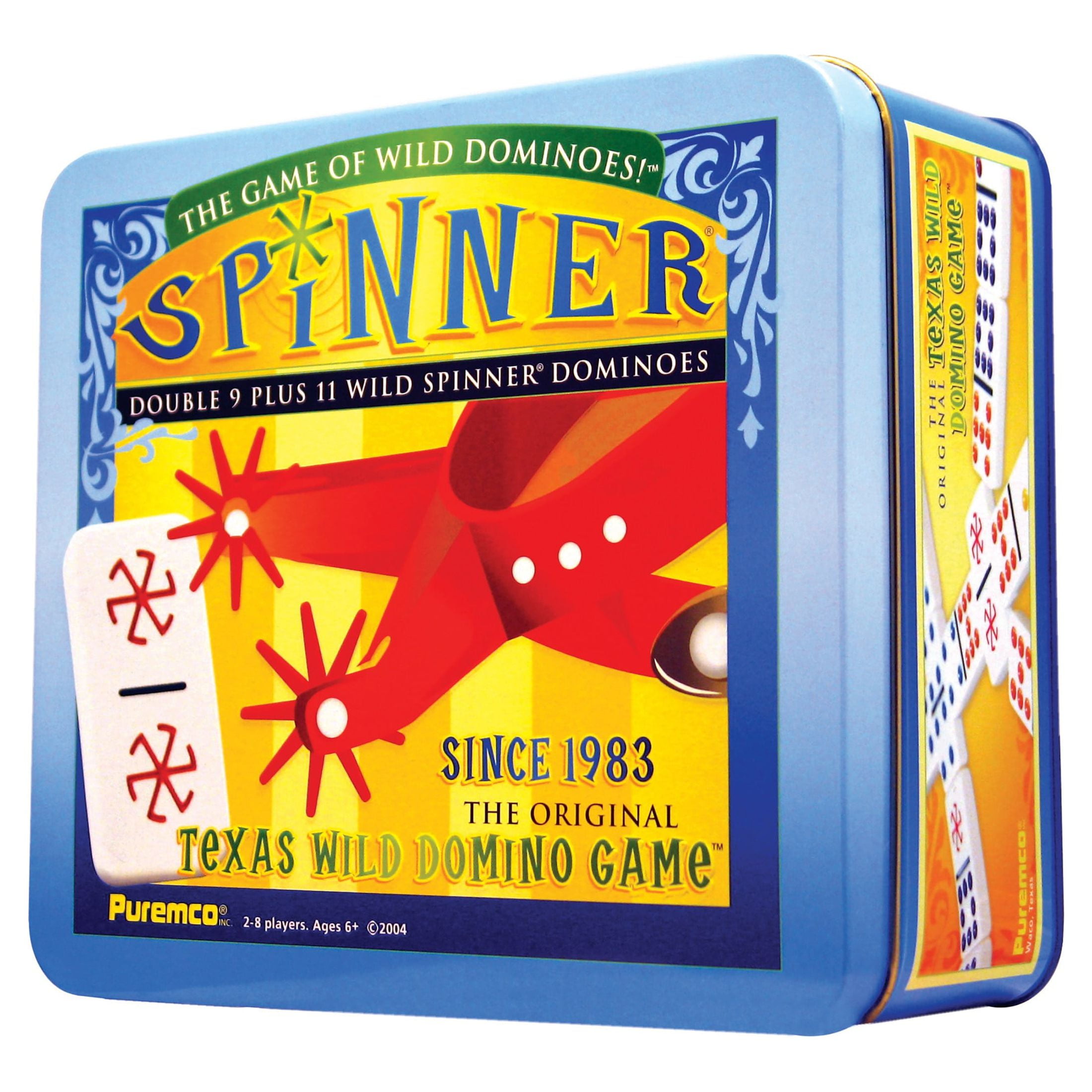 University Games, Spinner Game of Wild Dominoes in On-the-go Travel Tin , for 2 to 8 Players Ages 6 and Up