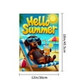thumbnail image 4 of AMHNF Hello Summer Dachshund Beach Scene Linen Garden Flag for Spring Summer Home Outdoor Garden Yard Door Decor 12x18 inch, 4 of 5
