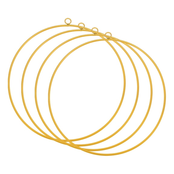Uxcell 10in Metal Hoop for Crafts, 4Pcs Circle Dream Catcher Supplies, Gold Tone