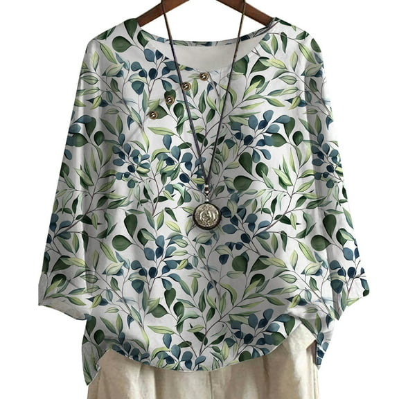 CLOOCL Women Plus Size Blouse Retro Plants Graphics 3D Print Long Sleeve T-Shirt Casual Tops