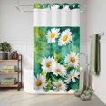 thumbnail image 6 of No Hook Shower Curtain, Spring Daisy Shower Curtains for Bathroom with See Through Top Window, Flowers Country Leaves Watercolor Plants Waterproof & Washable Bath Curtain Narrow 54"x78", 6 of 9