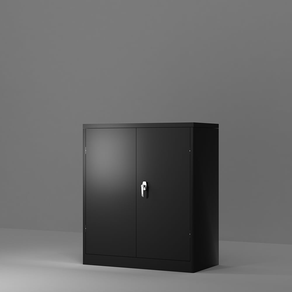 Kepooman 3 Shelf Steel Storage Cabinet, Metal Storage Cabinet with 2 Adjustable Shelves and Lockable Doors for Office or Home, Black Kepooman 3 Shelf Steel Storage Cabinet, Metal Storage Cabinet with 2 Adjustable Shelves and Lockable Doors for Office or Home, Black