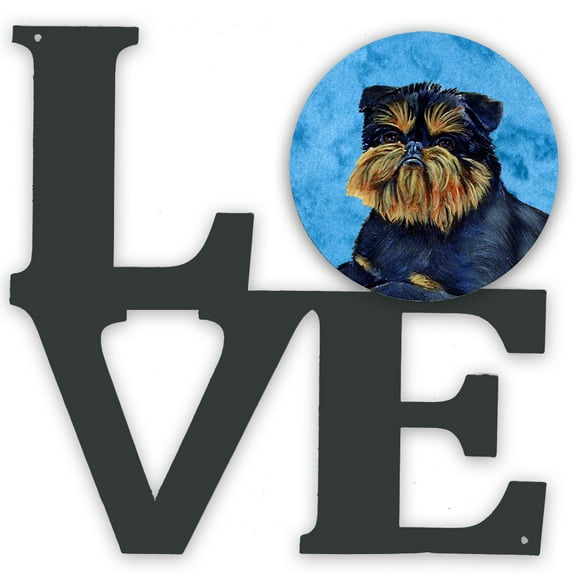 Carolines Treasures LH9388BUWALV Blue Brussels Griffon Metal Wall Artwork LOVE 12X12 multicolor