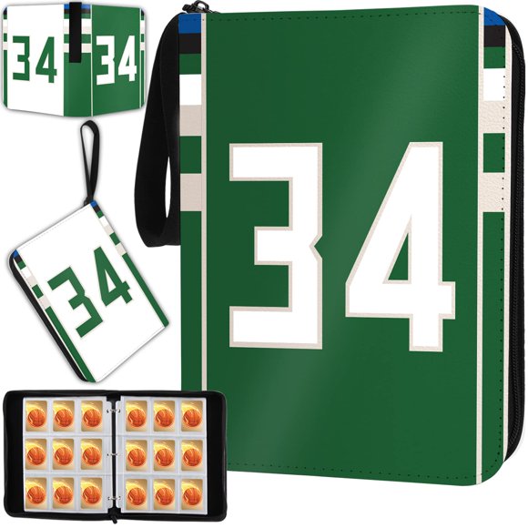 Carpeta para tarjetas de baloncesto KivolFun de 900 bolsillos, verde #34