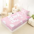 thumbnail image 4 of Castle Fairy Pink Rainbow Letter L Twin Sheet Sets 3pcs for Girls,Love Heart Print Bedding, 4 of 6