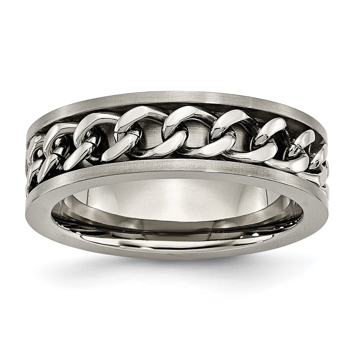 Beautiful Titanium 7mm Chain Inlay Brushed Band