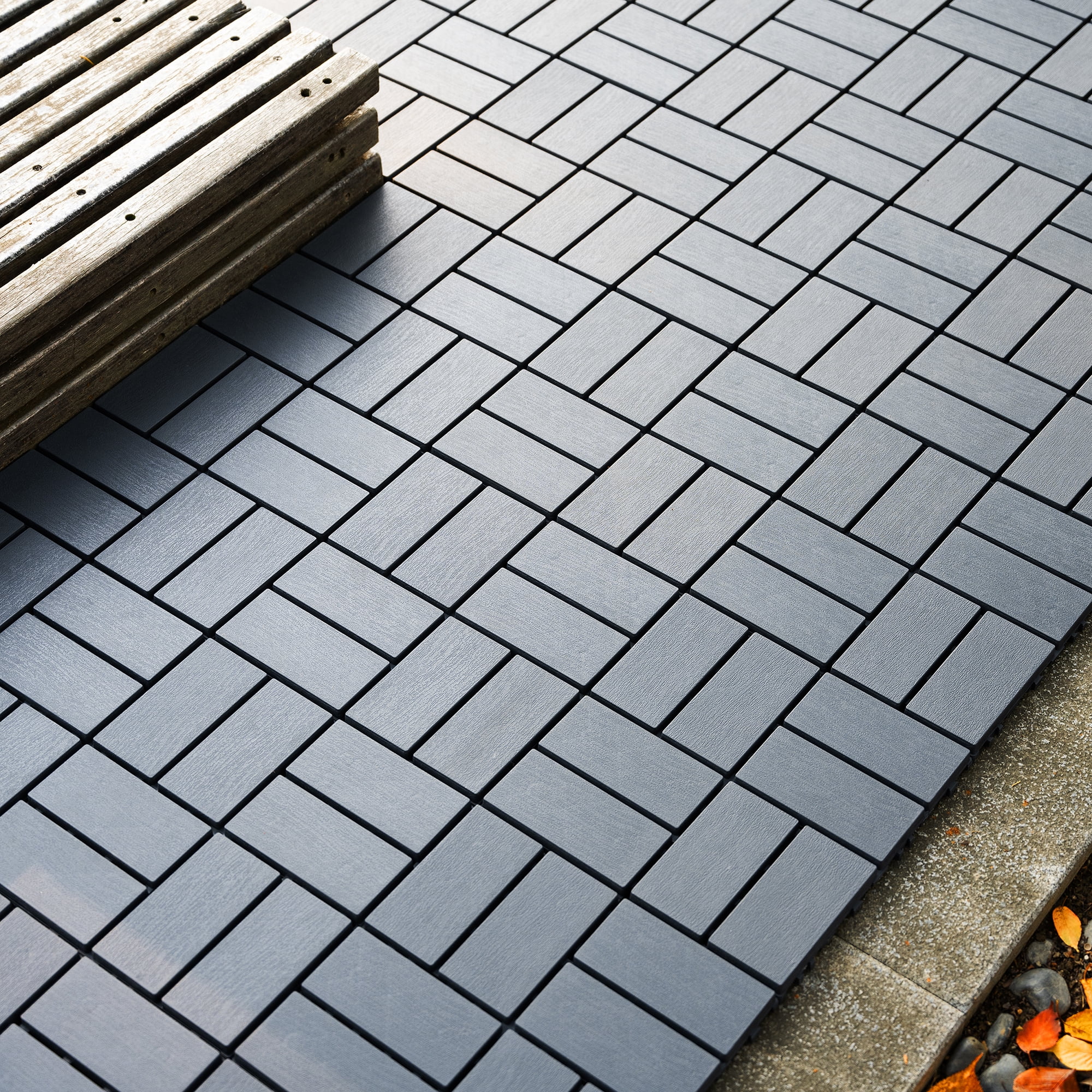 44 Pack Interlocking Deck Tiles Outdoor Patio Flooring Waterproof DIY Snap Plastic Floor Tiles for Balcony Backyard Pool