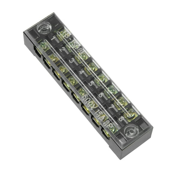 Dual Rows 8 Positions 600V 15A Cable Barrier Block Terminal Strip TB-1508L