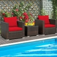 thumbnail image 4 of Patiojoy 3PCS Patio Rattan Furniture Set with 2 Cushioned Sofas & Coffee Table for Outdoor Red, 4 of 6