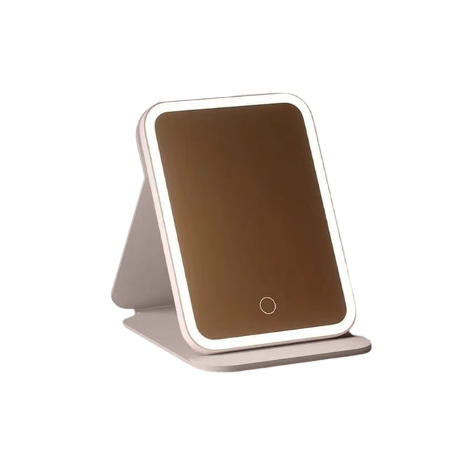 LED Makeup Mirror with Lights, Folding Travel Vanity Mirror with 3 Color Lighting, Portable Desktop Mirror for Dorm Room, Smart Memory Chip, 3000mAh Battery, HD Anti Blue