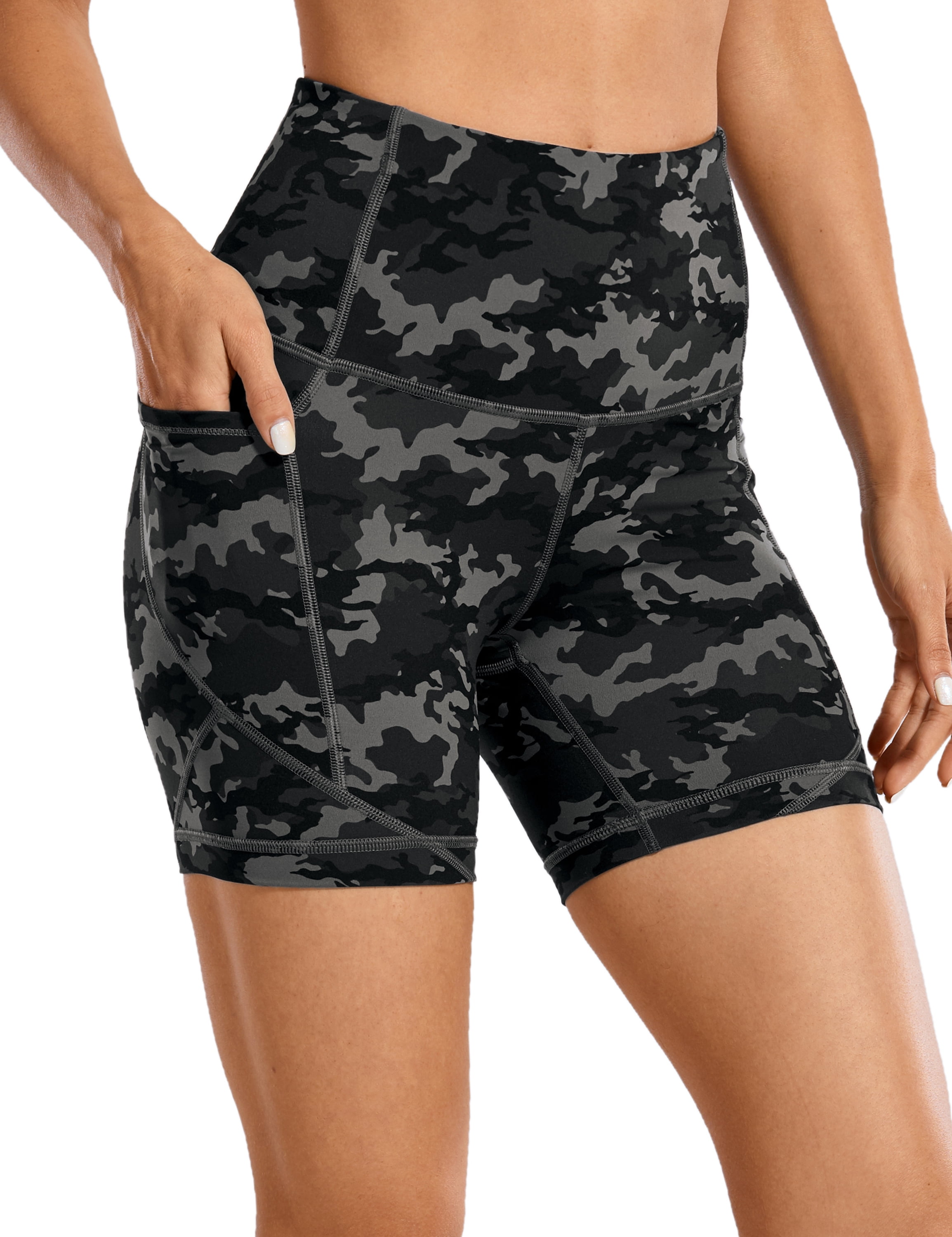 CRZ YOGA Women's Workout Yoga Shorts Tummy Control Naked Feeling Soft Athletic Biker Shorts 10 Inches