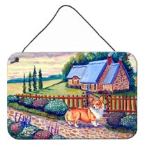 Carolines Treasures 7168DS812 Pembroke Corgi at the Cottage Wall or Door Hanging Prints 8x12 multicolor
