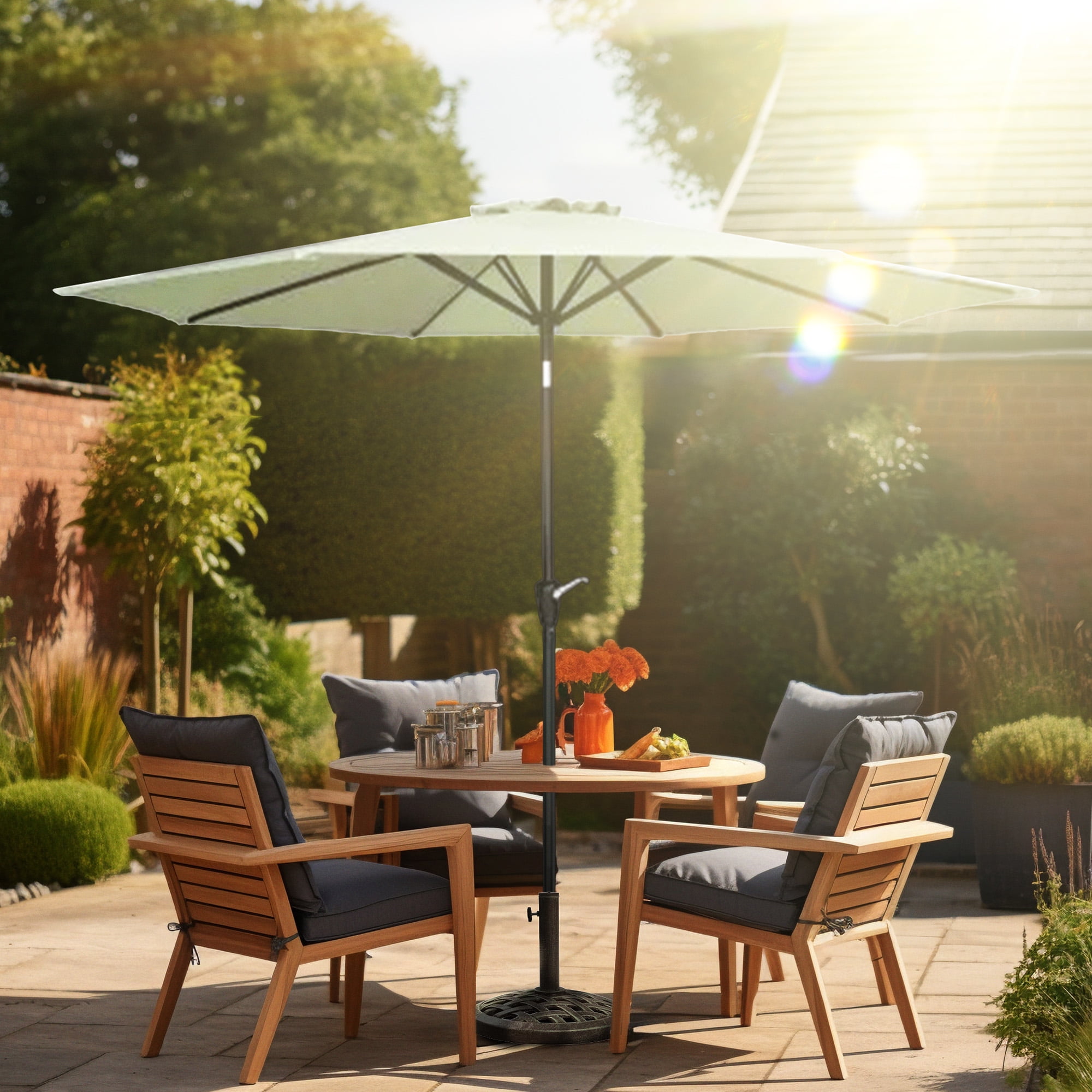 Open Box Four Seasons Courtyard 9' Polyester Patio Umbrella, Green