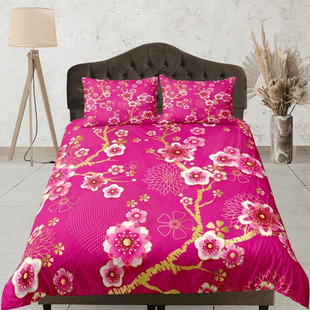 Flor de cerezo rosa Doona Cubierta, Floral Colcha Dormitorio Juego de cama