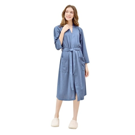 

wofedyo Thongs for Women Couple Long Cardigan Hotel Home Wear Bathrobe Bathrobe Bathrobe Nightgown Thong Shapewear for Women Blue M