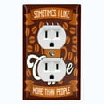 thumbnail image 1 of Metal Light Switch Wall Plate Outlet Cover (Sometimes I Like Coffee More Than People Brown - Single Duplex), 1 of 2