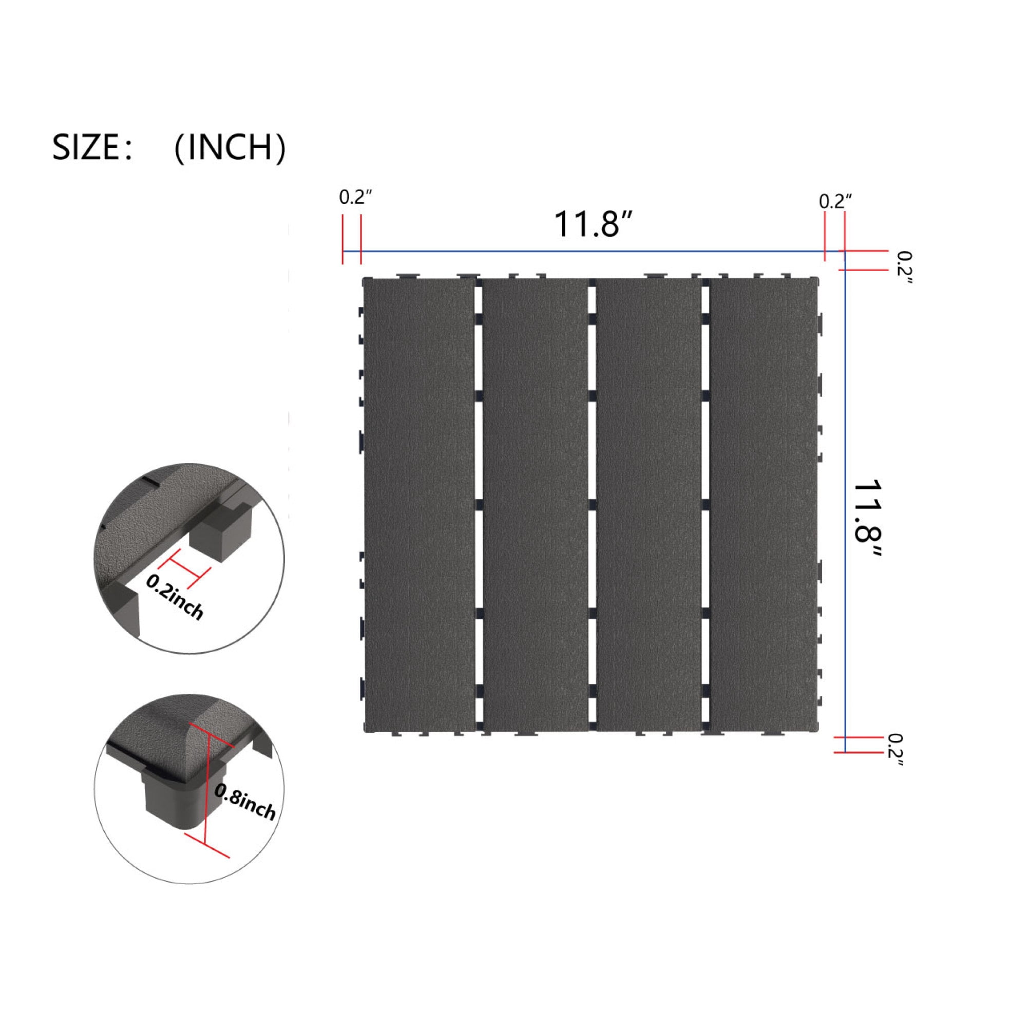 44PCS Plastic Interlocking Deck Tiles,Patio Deck Tiles,12"x12" Square Waterproof Outdoor
