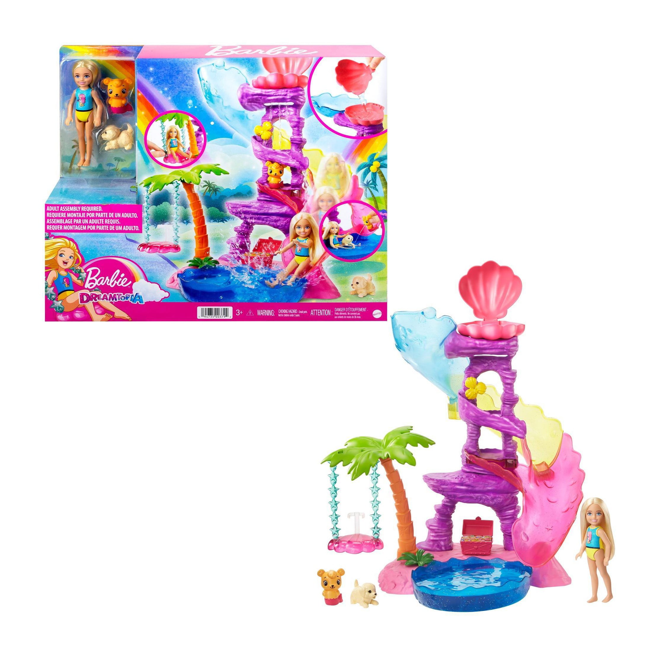 Barbie Chelsea Dreamtopia Water Lagoon Playset 2 Pets Slide Pool Barbie Chelsea Dreamtopia Water Lagoon Playset 2 Pets Slide Pool