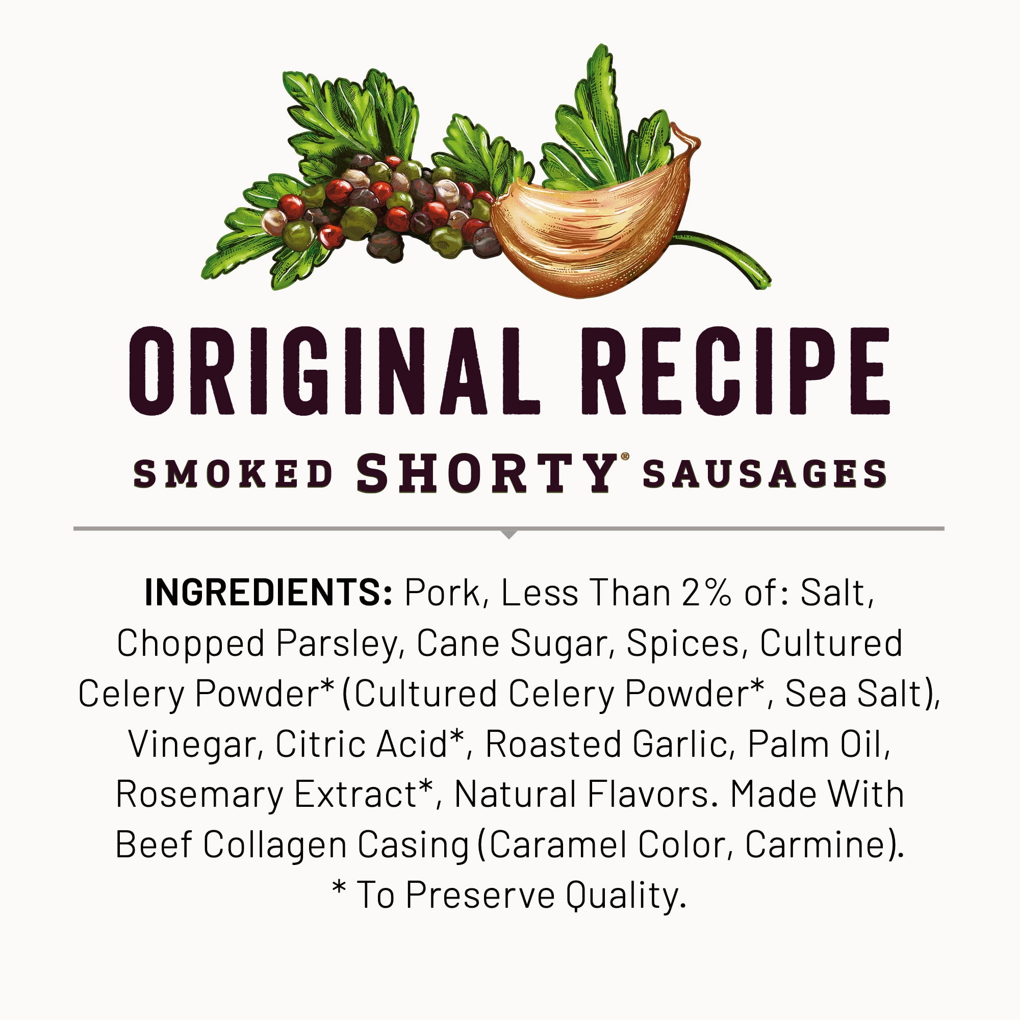 (7 pack) Duke's Pork Original Smoked Shorty Sausages, 7g Protein Per Serving, Father's Day Meat Snack Gift, 7.5 oz.