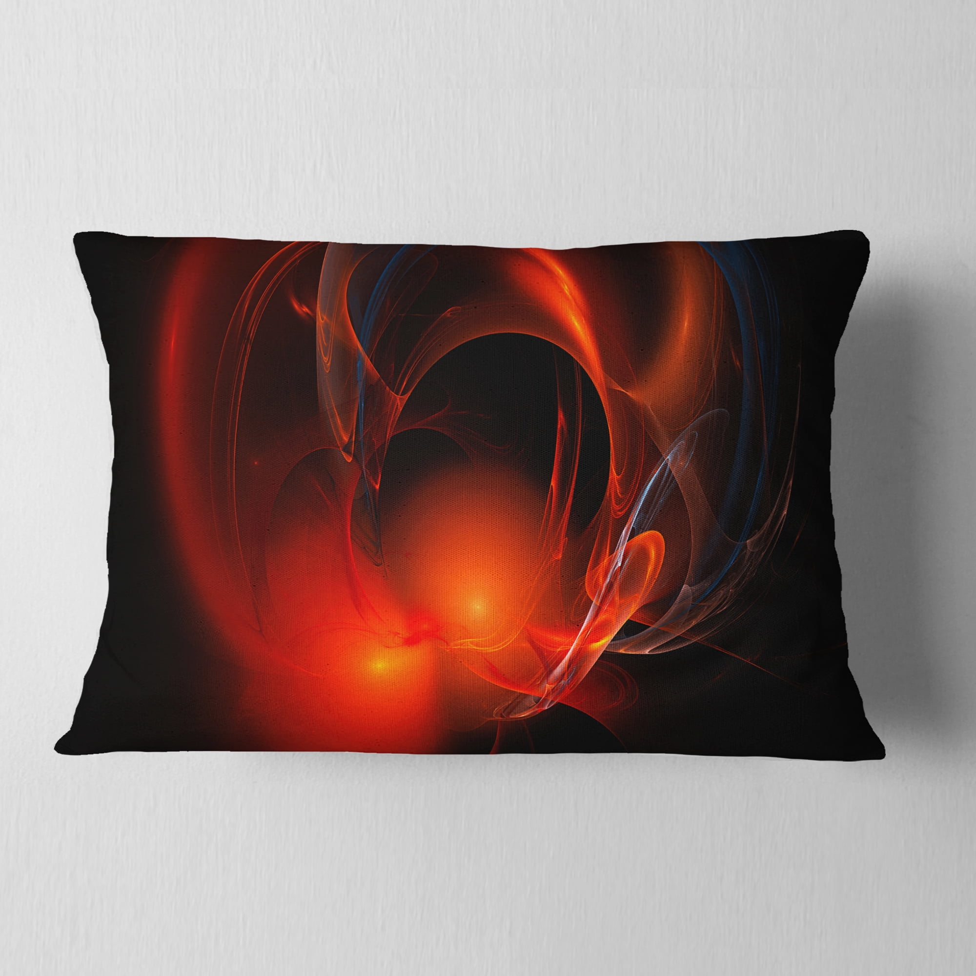 Designart Red Galactic Nebula on Black - Abstract Throw Pillow - 12x20