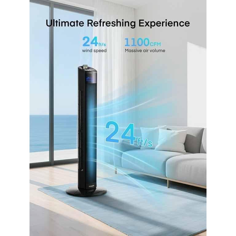 FOHERE Tower Fan, 36" Oscillating Tower Cooling Fan with Remote Control, 12-Hour Timer and Sleep Mode, Portable Stand up Floor Bladeless Fan (Black)