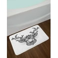 thumbnail image 2 of Elk Bath Mat, Ornate Deer Head with Crescent Moon in His Antlers Hand-Drawn Vintage Art, Plush Bathroom Decor Mat with Non Slip Backing, 29.5" X 17.5", Charcoal Grey and White, by Ambesonne, 2 of 2