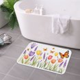thumbnail image 3 of FJPT Non Slip Flannel Polyester Floor Mat With Floral And Butterfly Design For Bathroom Kitchen Bedroom Decor 31.5x19.7 inch, 3 of 5
