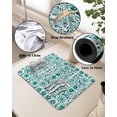 thumbnail image 5 of Teal Boho Dish Drying Mat for Kitchen Counter, Super Absorbent Quick Dry Coffee Bar Mat Pad Thin Diatomaceous Sink Mat Non Slip Dish Drainer Mat 23.5x15.5 Ethnic Tribal Floral Abstract Art Aesthetics, 5 of 6