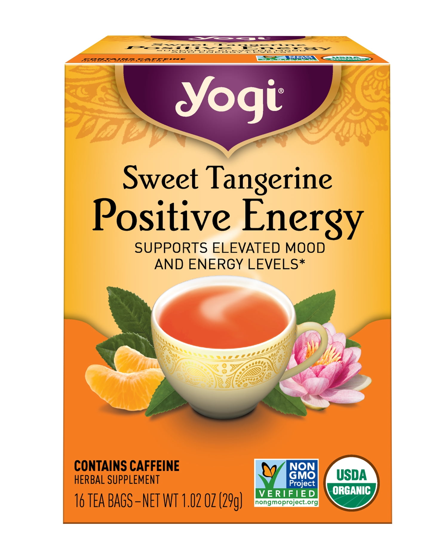 Yogi Sweet Tangerine Positive Energy Tea Bags, 16 count, 1.02 oz