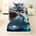 thumbnail image 3 of Homewish Cool Corgi Shark Twin Sheets,Cartoon Animal Bedding,Blue,Ocean Wave Decor,3 Pieces,1 Fitted Sheet and 1 Pillowcase, 3 of 6