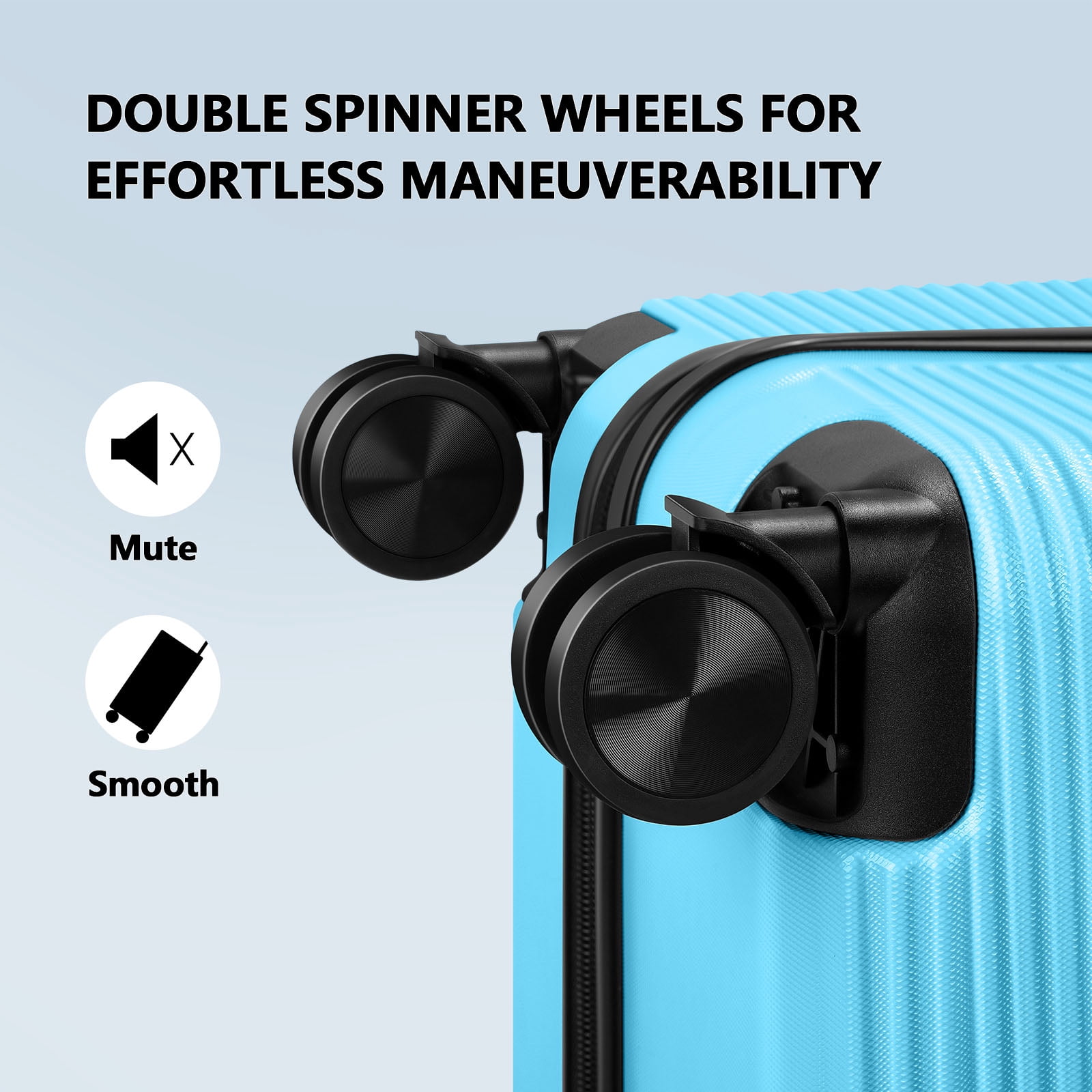 Hikolayae Hardside Spinner Luggage Sets in Light Blue, 3 Piece, TSA Lock
