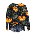 thumbnail image 5 of FDGIU Women's Loose Cute Crewneck Pullover, Halloween Graphic Tees for Women, Pumpkin Long Sleeve Tops, Soft Breathable Casual Top，Oversized Hooded Sweatshirts Fall, 5 of 6