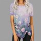 thumbnail image 2 of Blusas de Manga Corta para las Mujeres Botón Impreso Cuello Redondo Top Casual, Blusas para las Mujeres Casual, 2 of 5