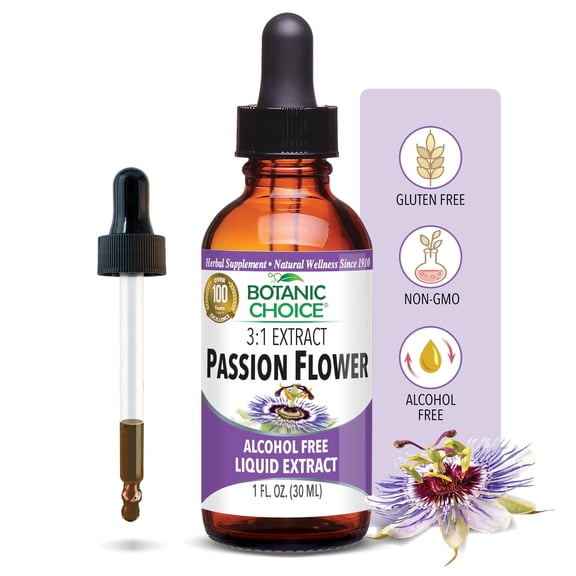 Botanic Choice Passion Flower Extract, Traditional Relaxation Supporter, Gluten and Alcohol Free Historic Herbal Supplement - 1 Fl. Oz