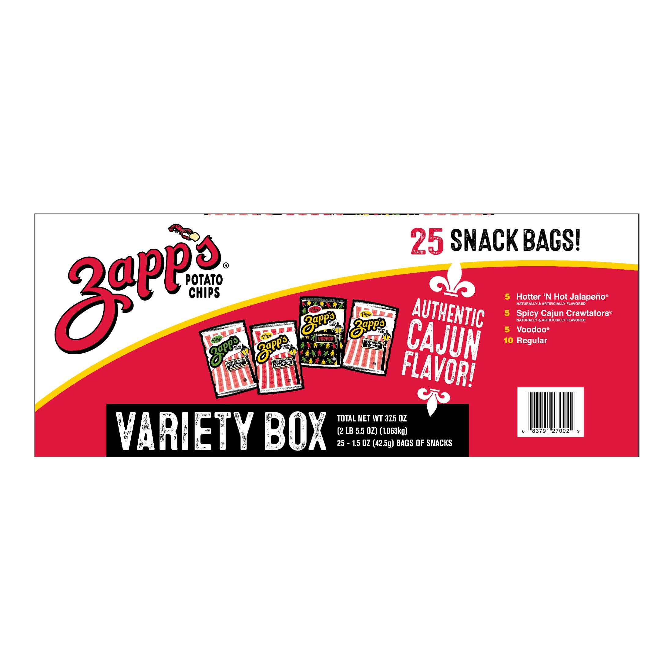 Zapp's New Orleans Kettle Style Potato Chips Variety Pack, 1.5 oz. - Pack of 25