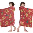 thumbnail image 4 of Red Christmas Gingerbread Man Pattern Hooded Bath Towel，60"x35" for Ages 3 To 12 Kids, Quick Dry Lightweight Soft Microfiber Hood Beach Towel Cover Up for Kids, 4 of 7