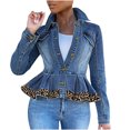 thumbnail image 1 of Moda mujer manga larga Tops prendas de vestir vaquero cuello vuelto chaqueta abrigo Pompotops  gfhjh14047, 1 of 6