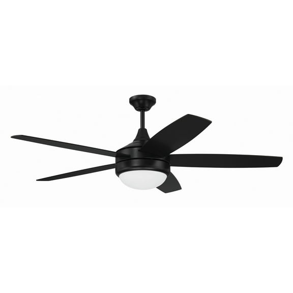 PHZ52FB5 Craftmade Lighting Phaze II - 5 Blade Ceiling Fan with Light Kit In Contemporary Style-17.71 Inches Tall and 52 Inches Wide-Flat Black