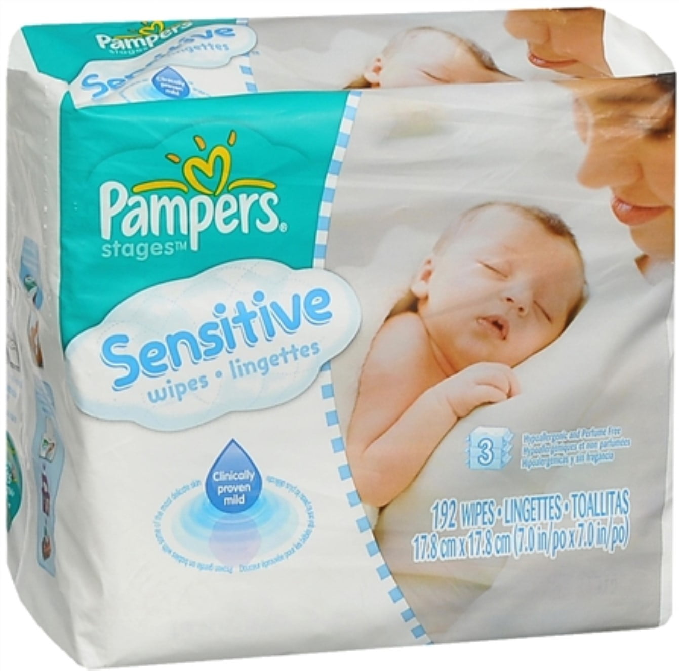 Pampers Sensitive Wipes Refill 192 Each (Pack of 2)