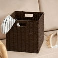 thumbnail image 2 of Yonrjhukm Imitation Rattan Woven Storage Basket, Foldable Home Organizer for Clothes, Toys, and Sundries, Multi-functional Decorative Storage Box for Living Room and Kid's Room, 2 of 7
