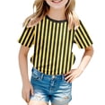 thumbnail image 1 of PMVFHDE T-Shirt Graphique à Manches Courtes Rayé de Carnaval pour Garçons Confortable Décontracté Coloré pour Fête d'Enfants Jaune,150, 1 of 4