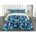 thumbnail image 3 of Ambesonne Colorful Quilted Bedspread Set 3 Pcs, Blue Toned Hexagons, Queen Size, Multicolor, 3 of 5