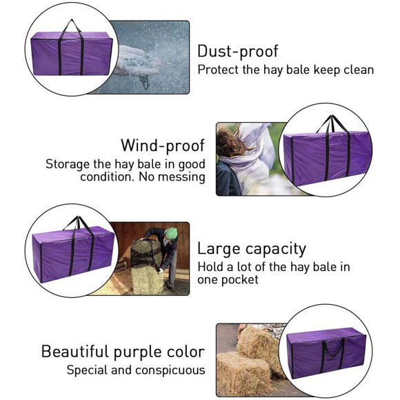 3X Bale Storage Bag, Extra Large Tote Bale Carry Bag, Foldable Horse and Livestock Bale Bags with Zipper