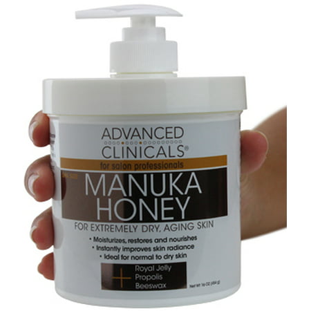 Advanced Clinicals Manuka Honey Cream for Extremely Dry, Aging Skin  For Face, Neck, Hands, and Body. Spa Size