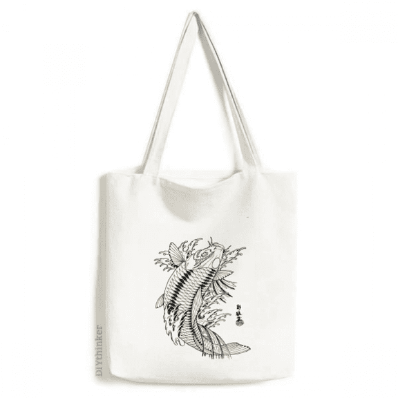 Fish Playing Swimng Sea Seaw Tote Canvas Bag Shopping Satchel Casual Handbag